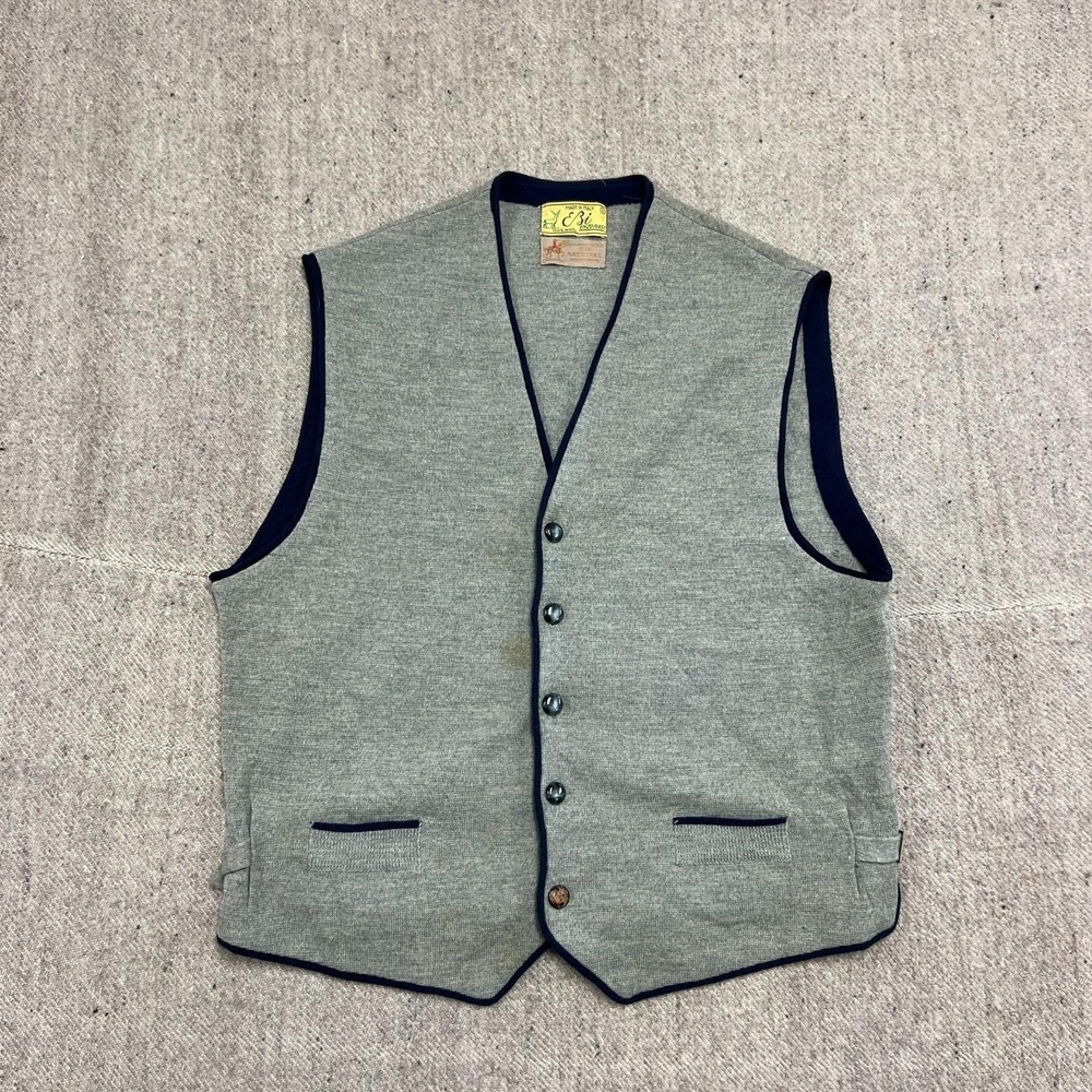 Vintage Enzo Rasi Wool Vest Mens Medium Gray 1950s Italy National Rochester